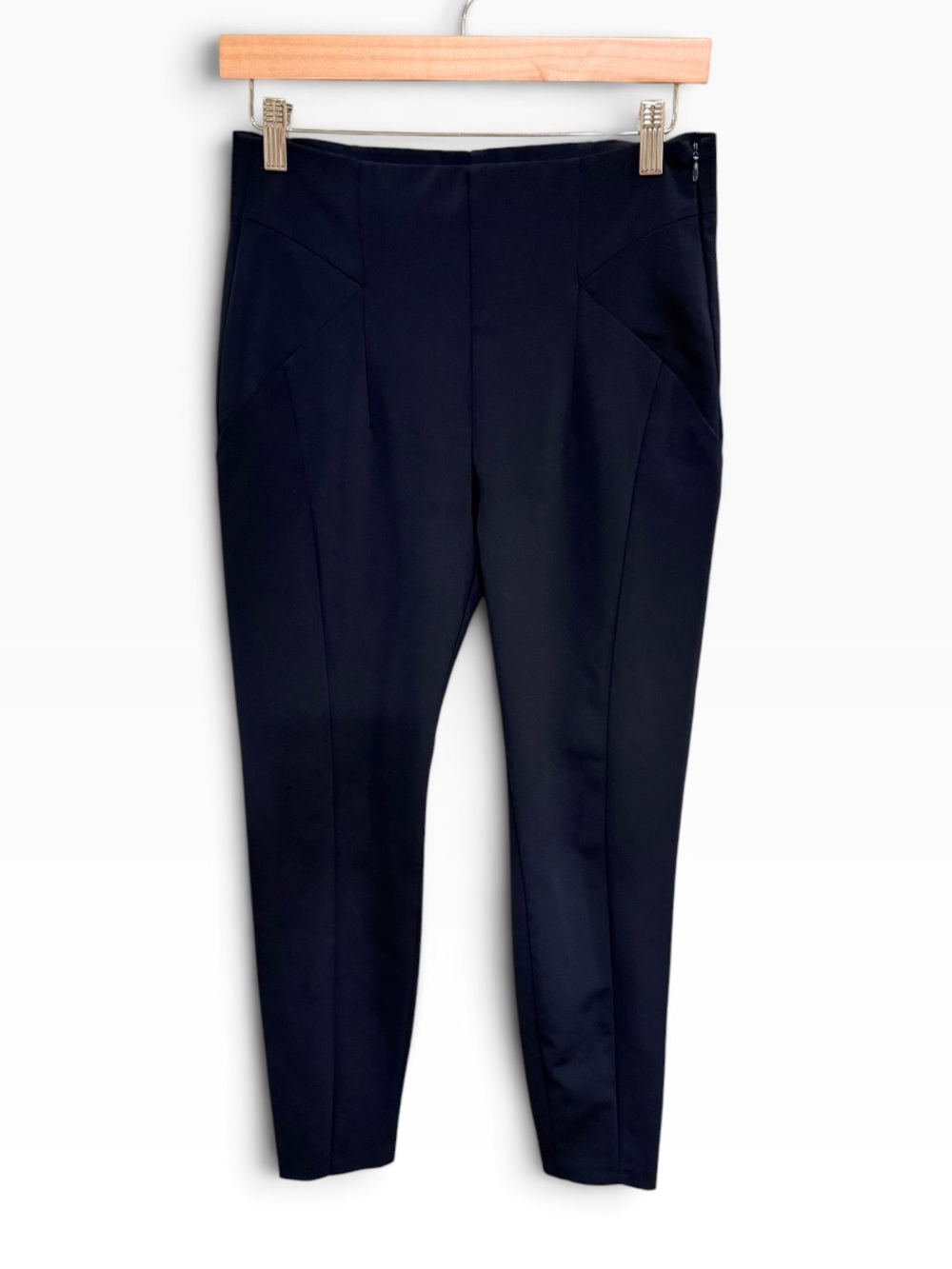 Zara Woman Navy Seamed Slim Tapered Ankle Trousers Sz S